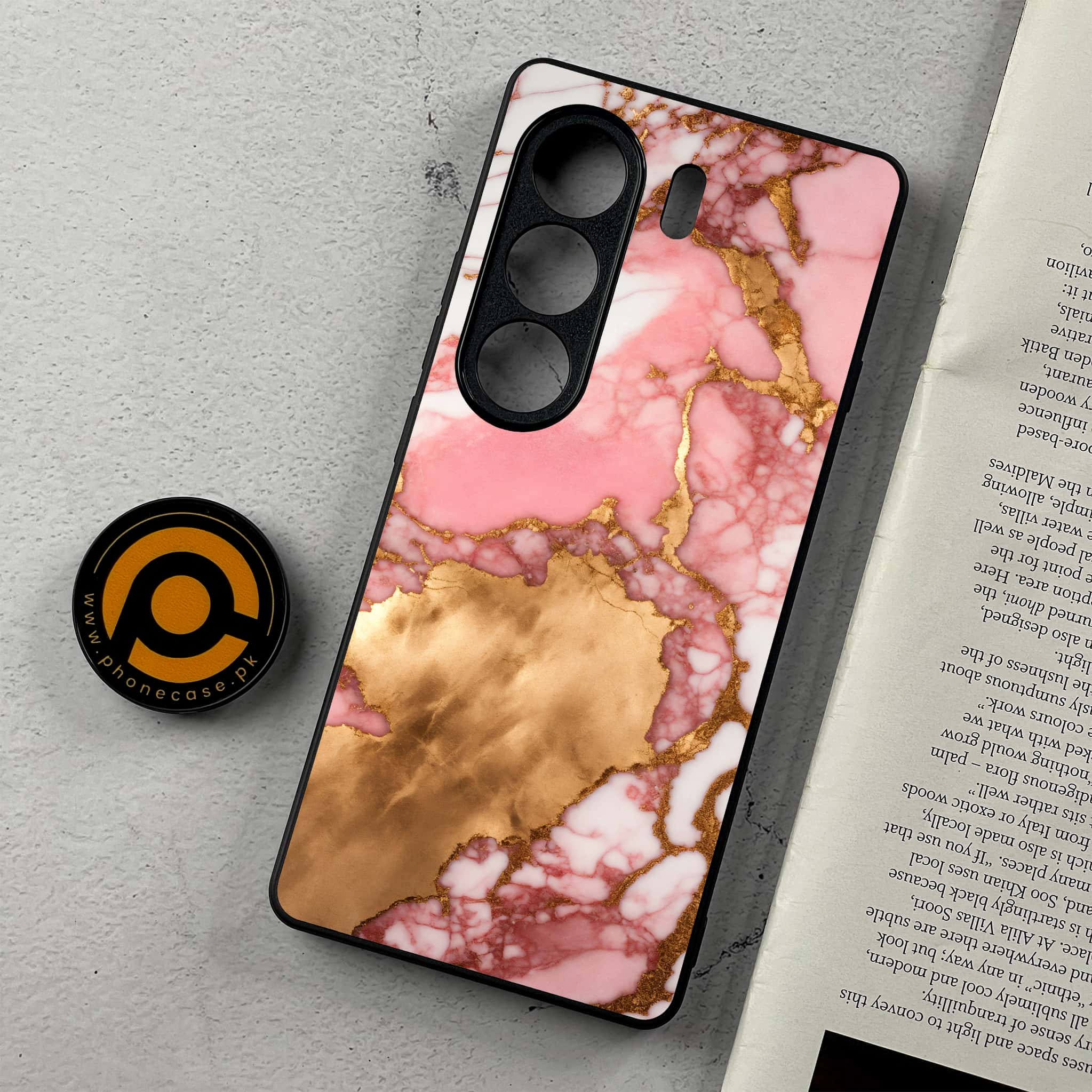 Tecno Camon 40 Pro - Pink Marble 2.0 Series - Premium Metal Printed Soft Bumper Shockproof Case