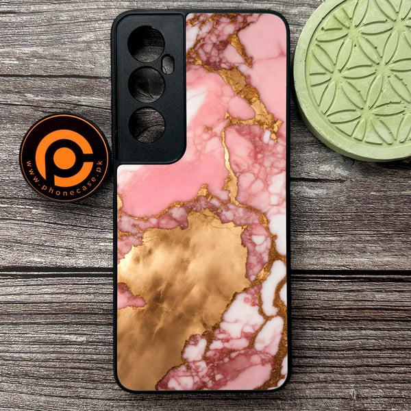Realme C65  - Pink Marble 2.0 Series - Premium Metal Printed soft Bumper shock Proof Case