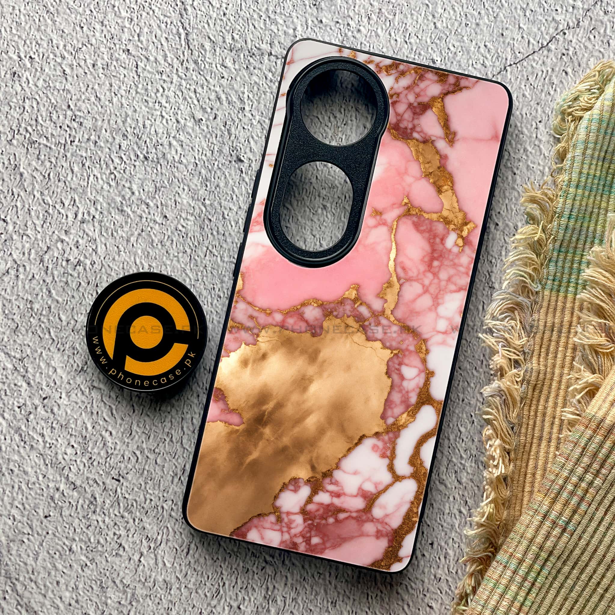 Vivo V40 Pro - Pink Marble 2.0 Series - Premium Metal Printed soft Bumper shock Proof Case