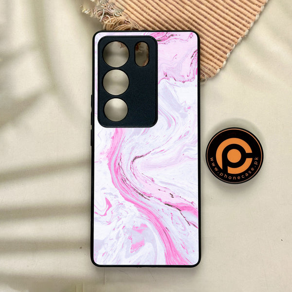 Vivo V29 - Pink Marble Design 1 - Premium Printed Glass soft Bumper shock Proof Case CS-18040