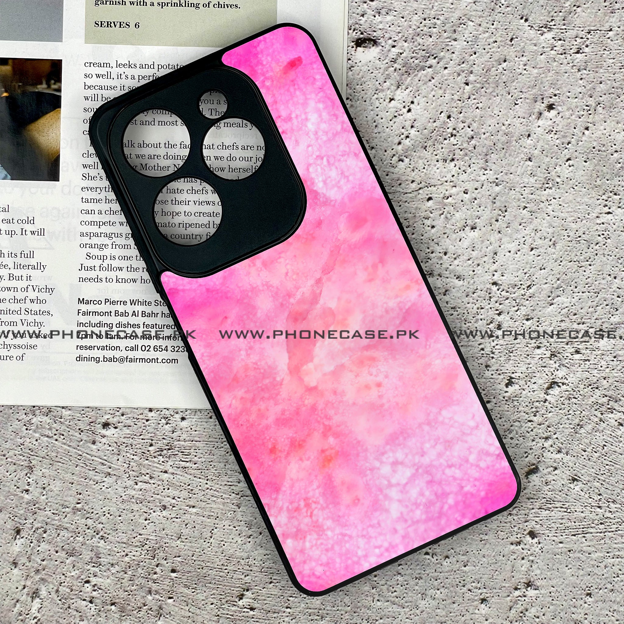 Infinix Hot 40 - Pink Marble 2.0 Series - Premium Printed Glass soft Bumper shock Proof Case