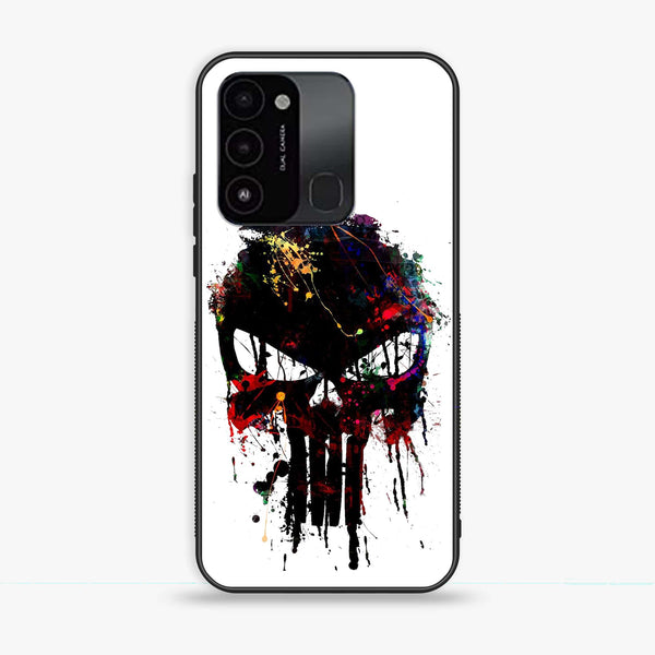 Tecno Spark Go 2022 - Punisher Skull Design - Premium Printed Glass soft Bumper Shock Proof Case