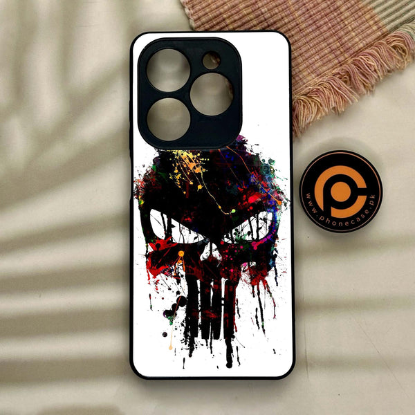Tecno Spark GO 2024/ Smart 8/ Spark 20/ 20c/ Pop 8/ Hot 40i - Punisher Skull Design - Premium Metal Printed soft Bumper Shock Proof Case CS-14932