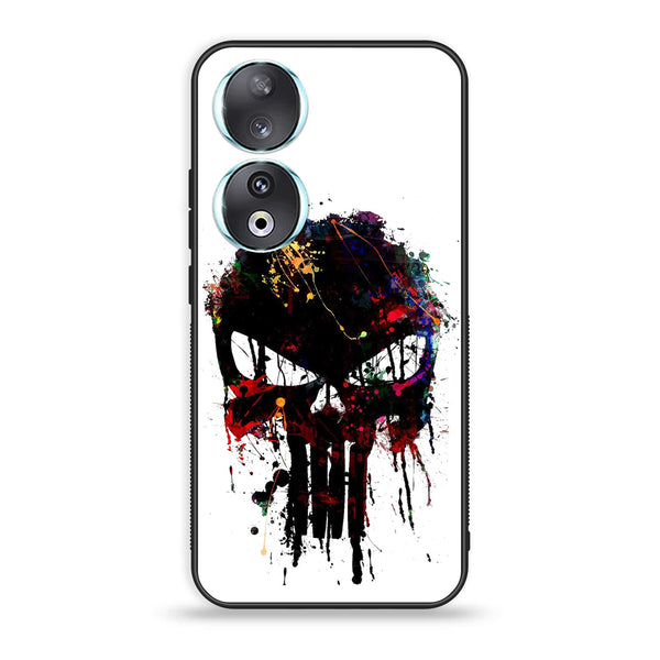 Huawei Honor 90 - Punisher Skull Design - Premium Printed Glass soft Bumper Shock Proof Case