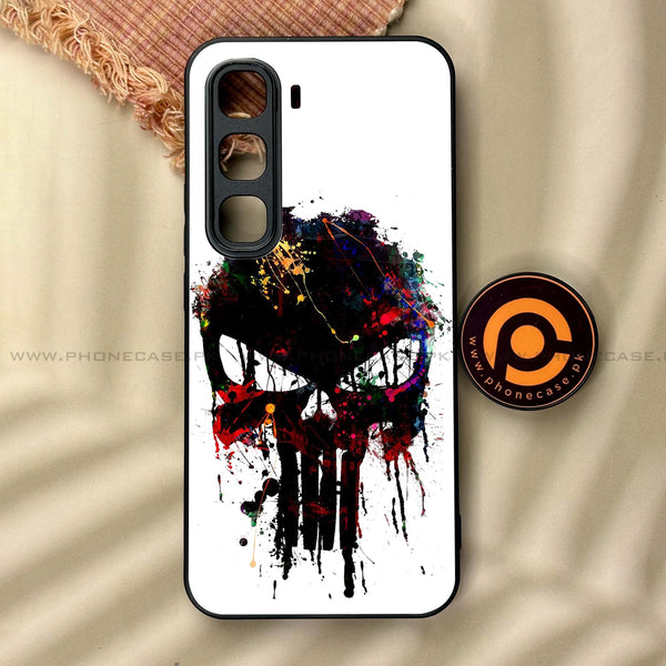 Infinix Hot 60 Pro - Punisher Skull Design - Premium Metal Printed soft Bumper shock Proof Case