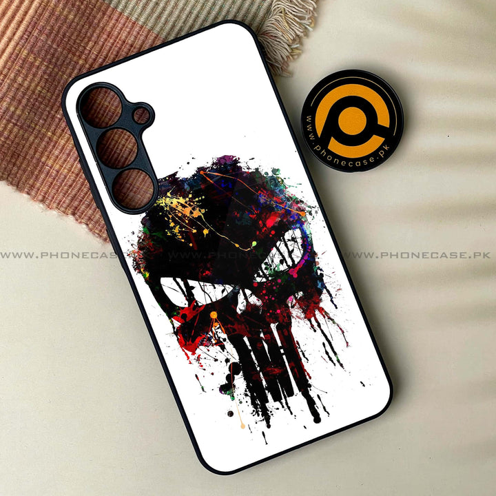 Samsung Galaxy A25 - Punisher Skull Design - Premium Printed Glass soft Bumper Shock Proof Case