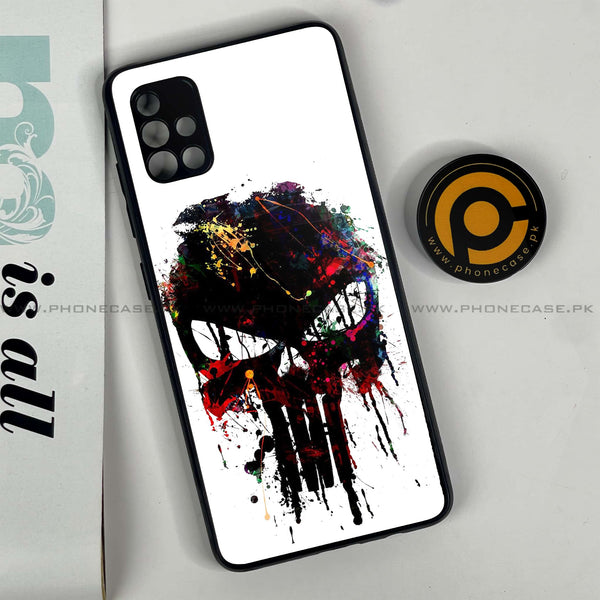 Samsung Galaxy A51 - Punisher Skull Design - Premium Printed Glass soft Bumper Shock Proof Case CS-17717