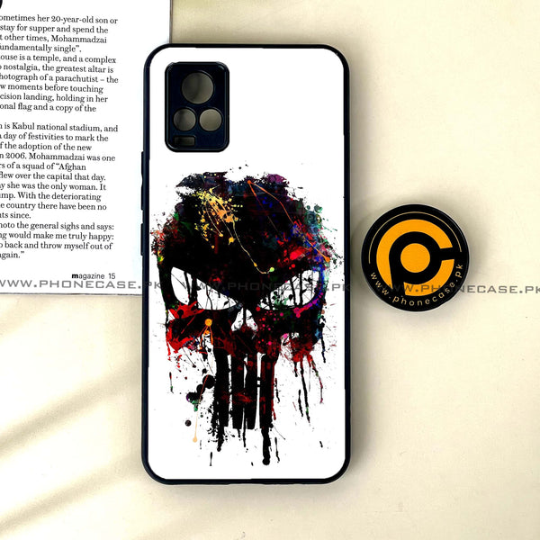 Vivo V20 - Punisher Skull Design - Premium Printed Glass soft Bumper Shock Proof Case