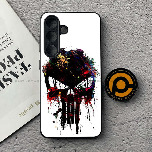 Samsung Galaxy S25 FE - Punisher Skull Design - Premium Metal Printed soft Bumper shock Proof Case