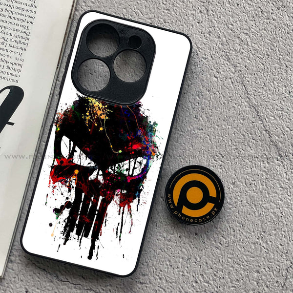 Infinix Smart 8 - Punisher Skull Design - Premium Printed Glass soft Bumper Shock Proof Case
