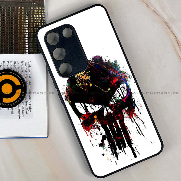 Vivo Y200e - Punisher Skull Design -  Premium Printed Metal soft Bumper shock Proof Case