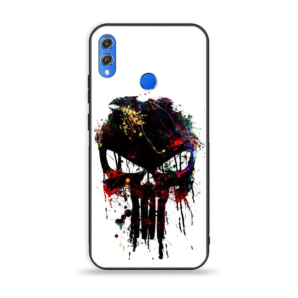 Huawei Honor 8X - Punisher Skull Design - Premium Printed Glass soft Bumper Shock Proof Case