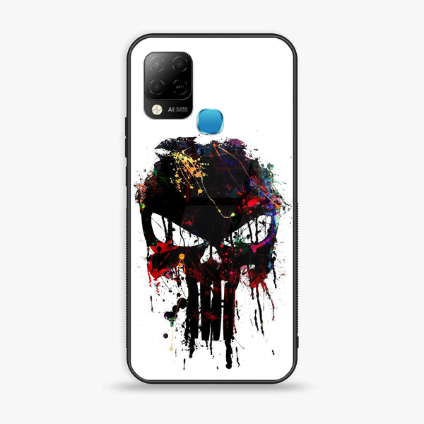 Infinix Hot 10s  Punisher Skull Design  Premium Printed Glass soft Bumper Shock Proof Case