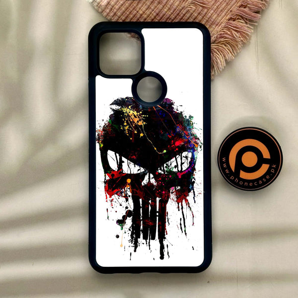 Google Pixel 4a 5G - Punisher Skull Design - Premium Metal Printed Soft Bumper Shock Proof Case