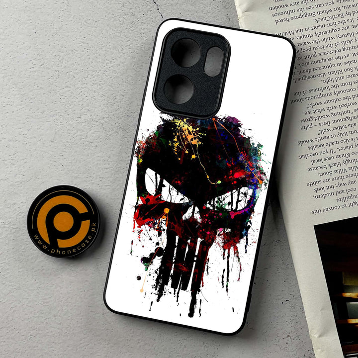 Oppo Reno 13F -  Punisher Skull Design  - Premium Metal Printed Soft Bumper Shockproof Case