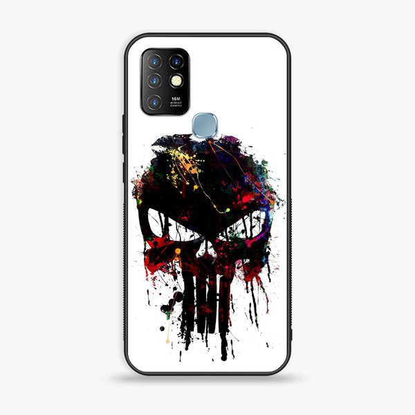 Infinix Hot 10 - Punisher Skull Design -  Premium Printed Metal soft Bumper shock Proof Case