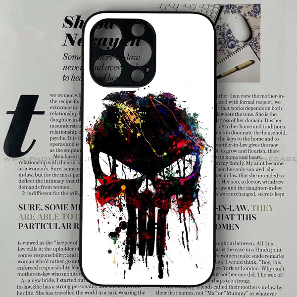 iPhone 14 Pro Max - Punisher Skull Design - Premium Printed Glass soft Bumper shock Proof Case