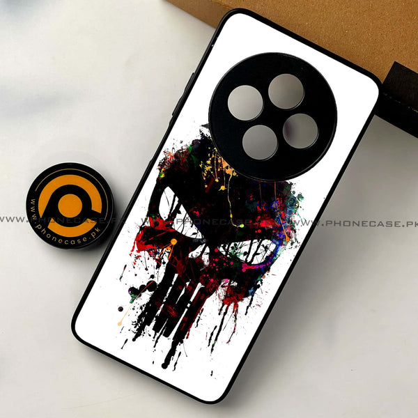 Oppo Reno 12F 4G - Punisher Skull Design - Premium Printed Glass soft Bumper shock Proof Case