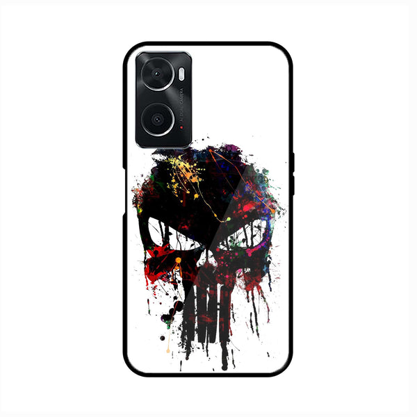 oppo A96 - Punisher Skull Design - Premium Printed Glass soft Bumper Shock Proof Case