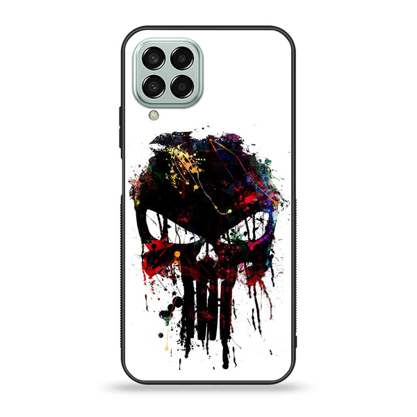 Samsung Galaxy M33 - Punisher Skull Design - Premium Printed Glass soft Bumper Shock Proof Case