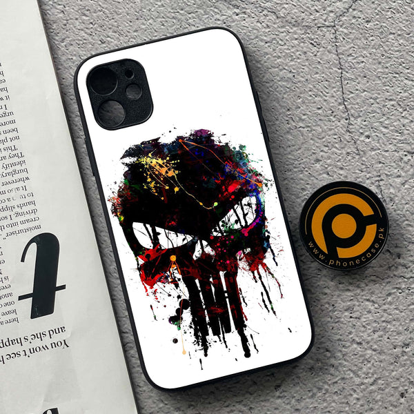 iPhone 11 - Punisher Skull Design - Premium Printed Glass soft Bumper shock Proof Case