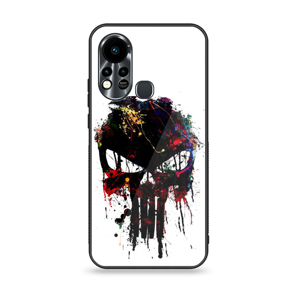 Infinix Hot 11S NFC  Punisher Skull Design  Premium Printed Glass soft Bumper Shock Proof Case