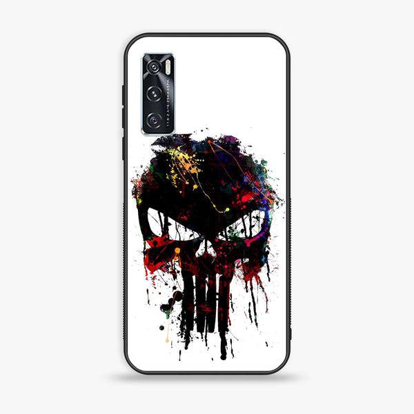 Vivo V20 SE - Punisher Skull Design - Premium Printed Glass soft Bumper Shock Proof Case