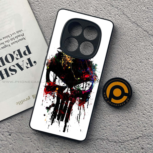 Redmi Note 14 Pro Plus 5G - Punisher Skull Design - Premium Printed Glass soft Bumper Shock Proof Case