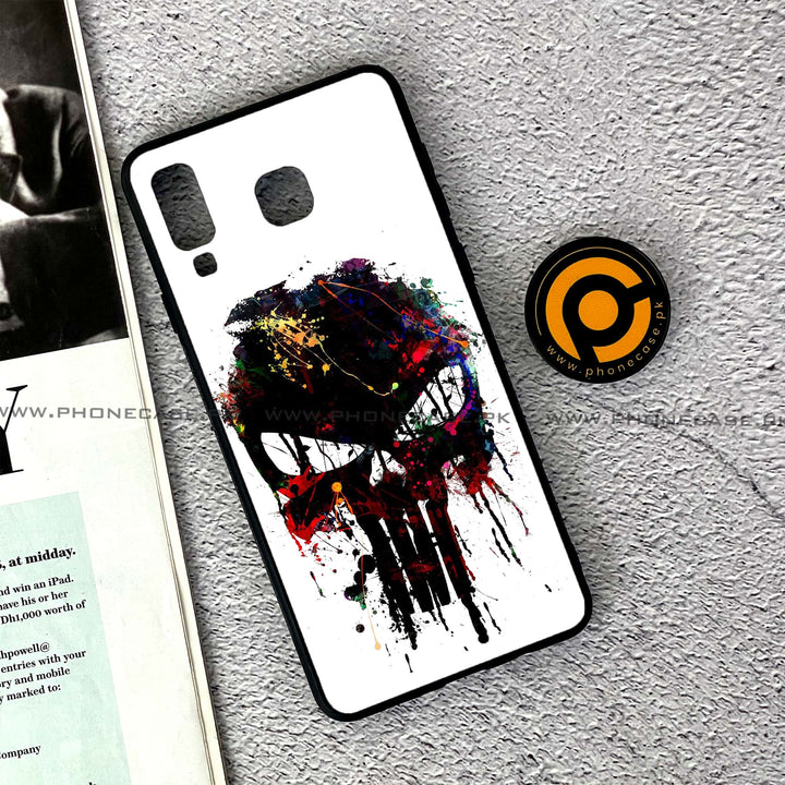 Samsung Galaxy A8 Star(A9 Star) - Punisher Skull Design - Premium Printed Glass soft Bumper Shock Proof Case
