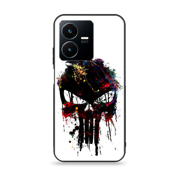 Vivo Y22 - Punisher Skull Design - Premium Printed Glass soft Bumper Shock Proof Case