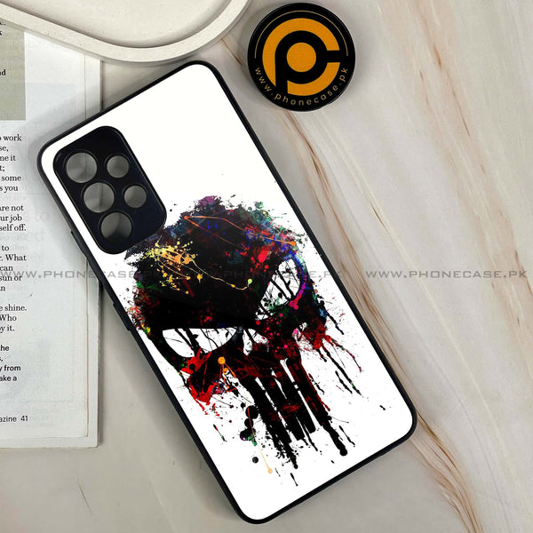 Samsung Galaxy A13 - Punisher Skull Design - Premium Printed Glass soft Bumper Shock Proof Case