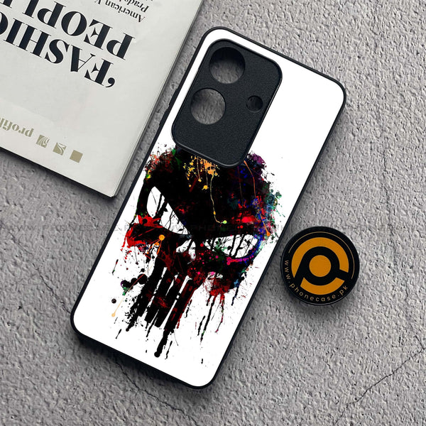 Realme Note 60x - Punisher Skull Design - Premium Metal  Printed soft Bumper shock Proof Case