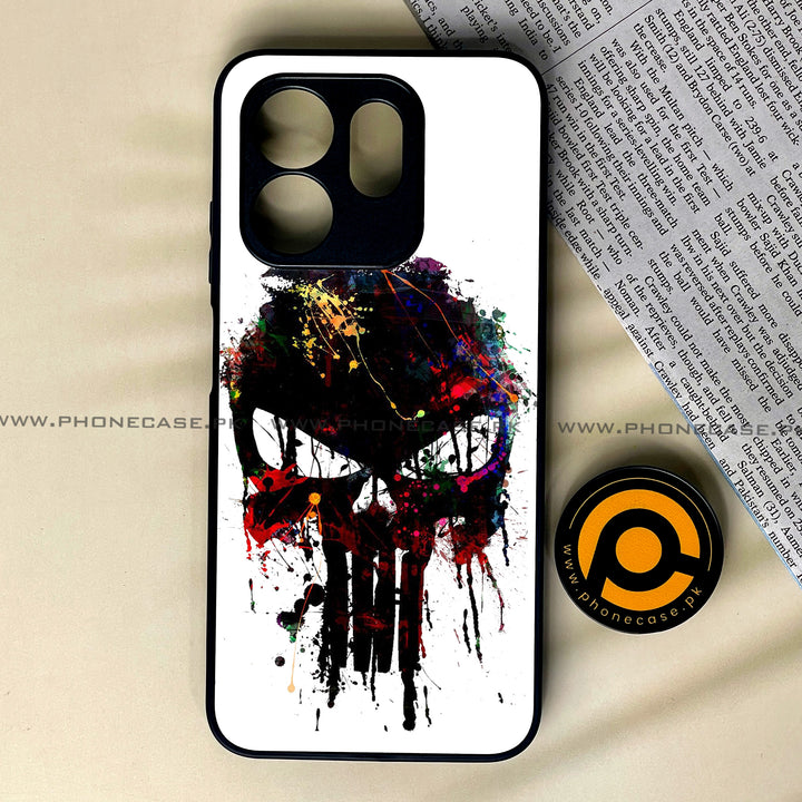 Infinix Smart 9 - Punisher Skull Design - Premium Printed Glass soft Bumper Shock Proof Case