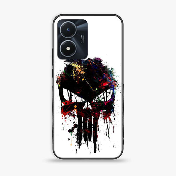 Vivo Y02s - Punisher Skull Design -  Premium Printed Metal soft Bumper shock Proof Case