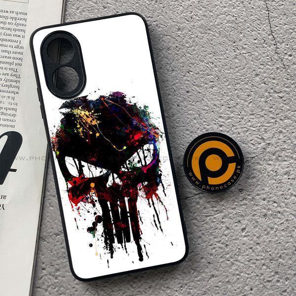 Oppo A18 4G - Punisher Skull Design -  Premium Printed Metal soft Bumper shock Proof Case