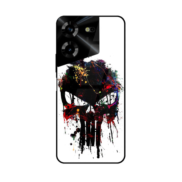 Tecno Pova 5 Pro - Punisher Skull Design -  Premium Printed Metal soft Bumper shock Proof Case