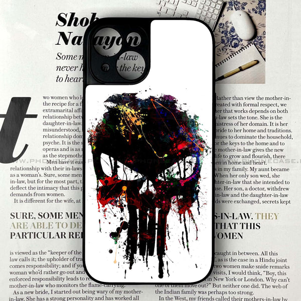 iPhone 14 - Punisher Skull Design - Premium Metal Printed soft Bumper shock Proof Case