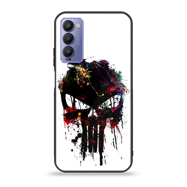 Tecno Camon 18P - Punisher Skull Design - Premium Printed Glass soft Bumper shock Proof Case