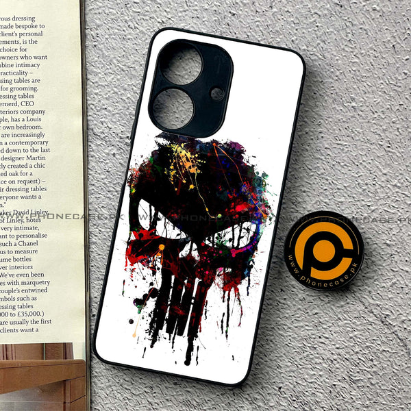 Realme Note 60 -  Punisher Skull Design - Premium Printed Metal Soft Case