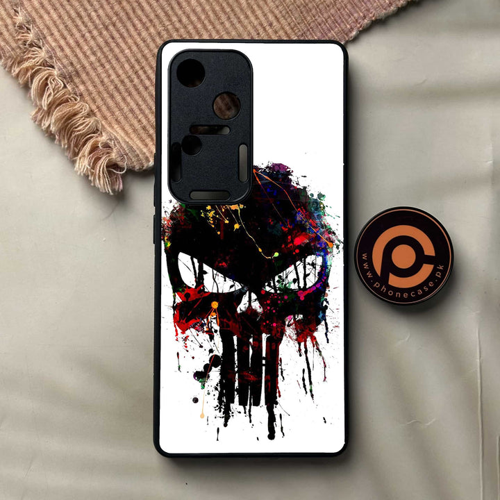 Vivo V30 - Punisher Skull Design - Premium Printed Glass soft Bumper shock Proof Case