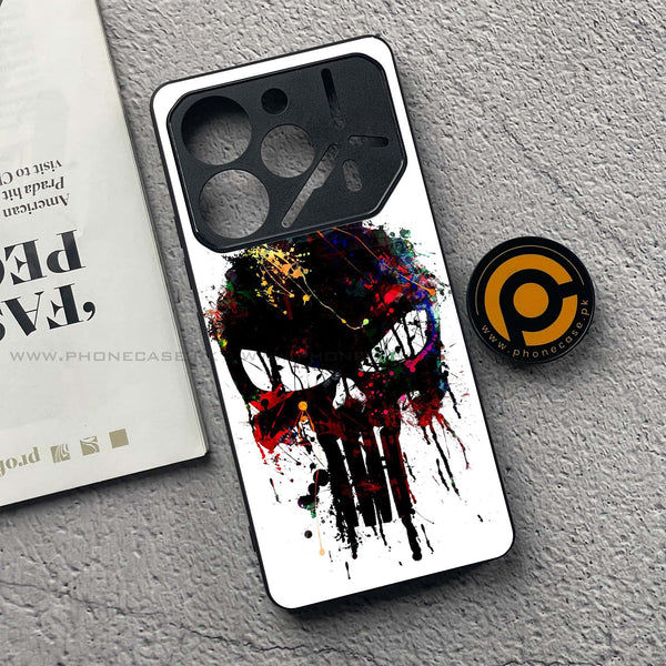Tecno Pova 6 Pro - Punisher Skull Design - Premium Metal  Printed soft Bumper shock Proof Case
