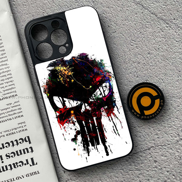 iPhone 15 Pro - Punisher Skull Design  - Premium Metal Printed soft Bumper shock Proof Case