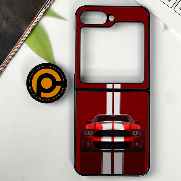 Galaxy Z Flip 6 - Red Mustang - Premium Printed Glass soft Bumper shock Proof Case