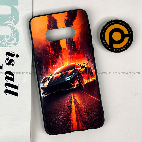 Galaxy S10e - Racing Series - Premium Printed Glass soft Bumper shock Proof Case