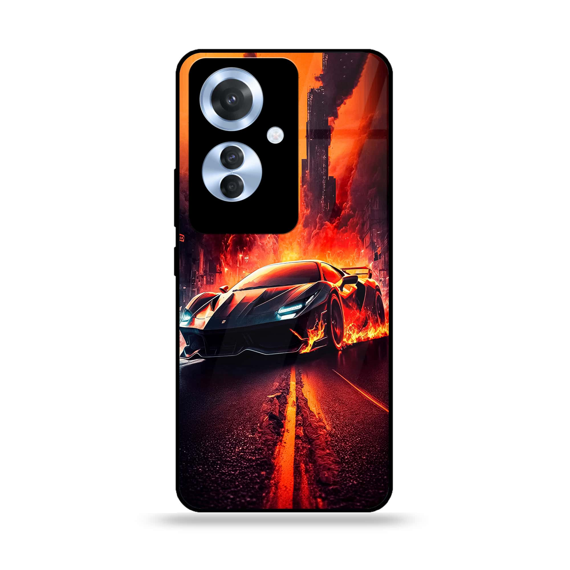 Oppo F25 Pro - Racing Series - Premium Printed Glass soft Bumper shock Proof Case