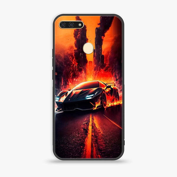 Honor 7A - Racing Series - Premium Printed Glass soft Bumper shock Proof Case