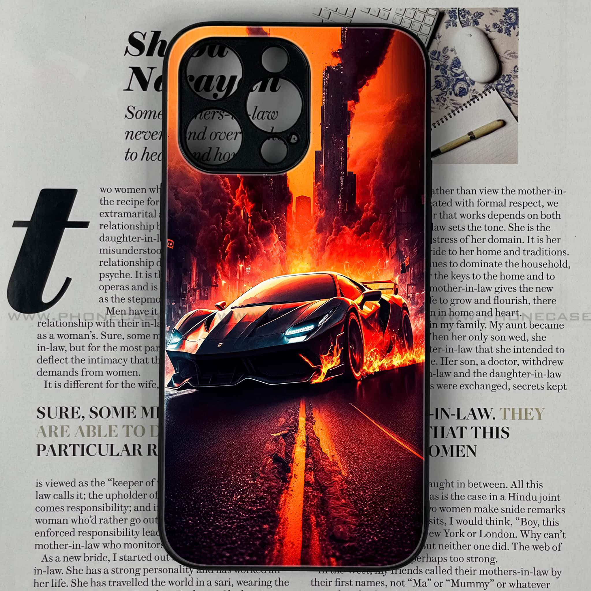 iPhone 16 Pro Max - Racing Series - Premium Printed Glass soft Bumper shock Proof Case