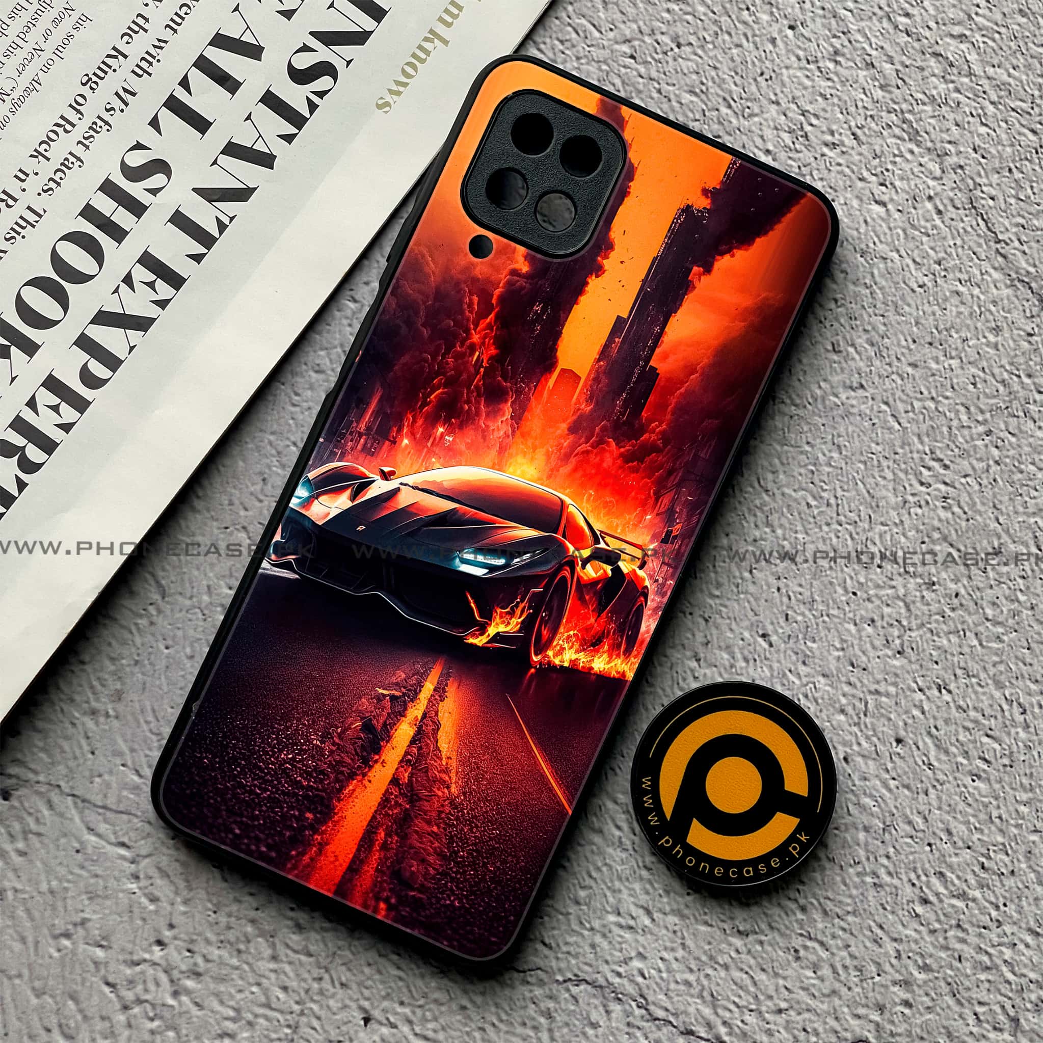 Samsung Galaxy A12 / A12 Nacho - Racing Series - Premium Printed Glass soft Bumper shock Proof Case