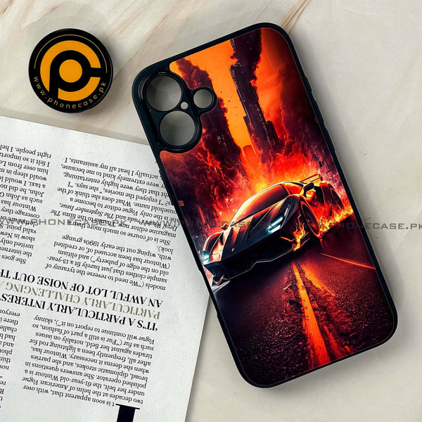 iPhone 16 - Racing Series - Premium Printed Glass soft Bumper shock Proof Case