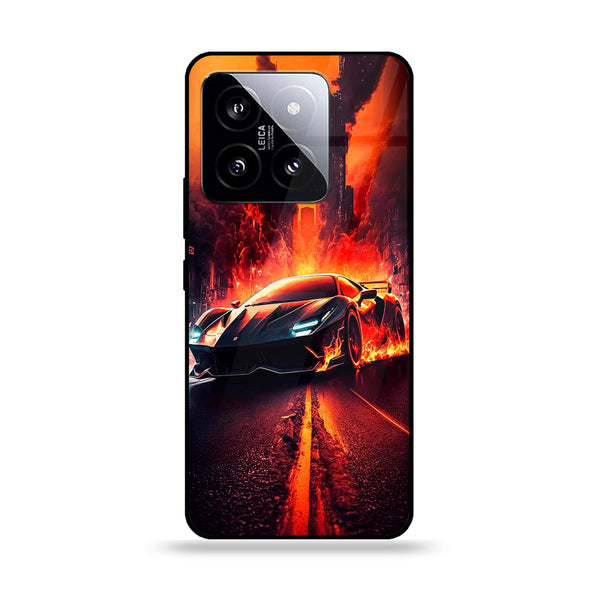 Xiaomi 14 - Racing Series - Premium Printed Glass soft Bumper shock Proof Case